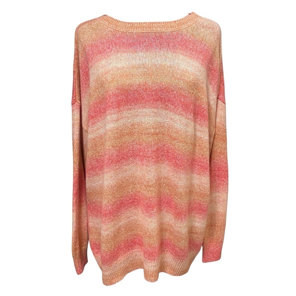 BP Pink Peach Ombré Striped Sweater XL Boxy Oversized Cozy Soft Knit Pullover